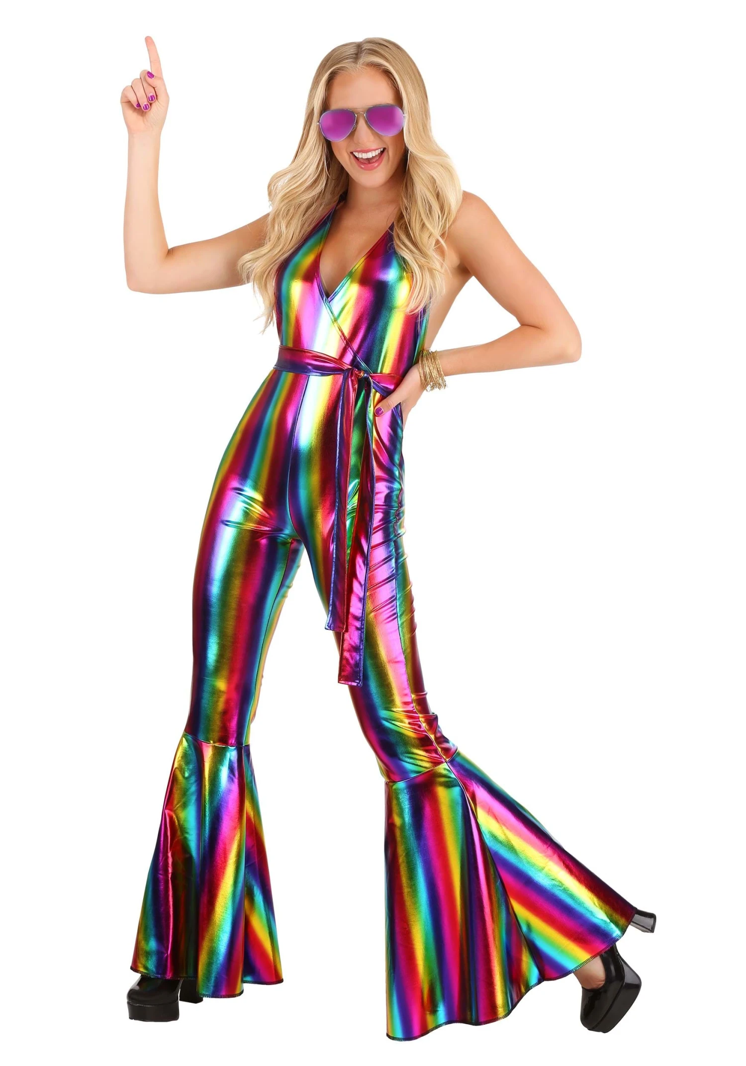 Rainbow Rave Disco Costume For Women 3 Rainbow Rave Disco Costume For Women