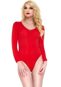 MUSIC LEGS Red Basic Bodysuit For Women