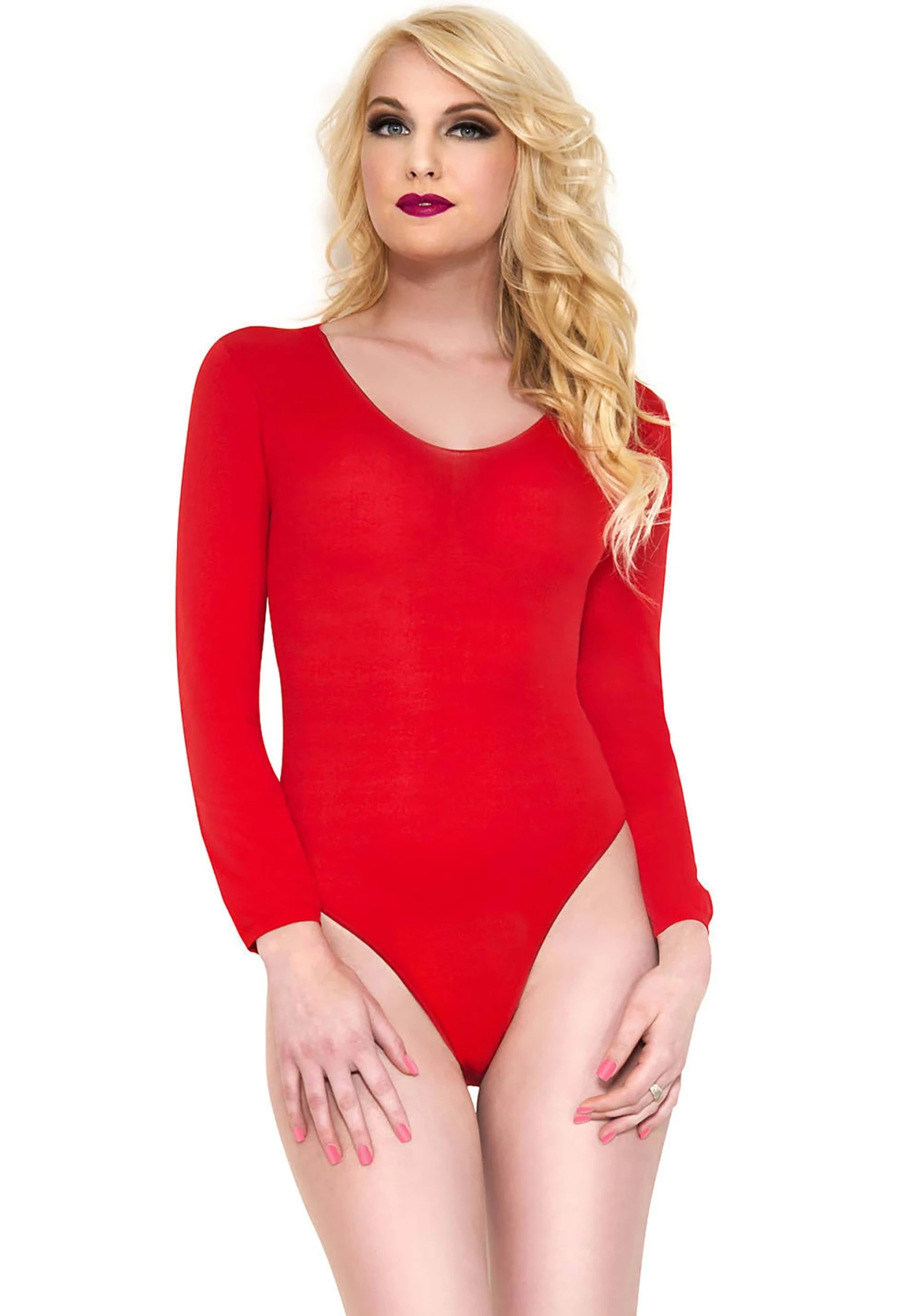 MUSIC LEGS Red Basic Bodysuit For Women 3 MUSIC LEGS Red Basic Bodysuit For Women