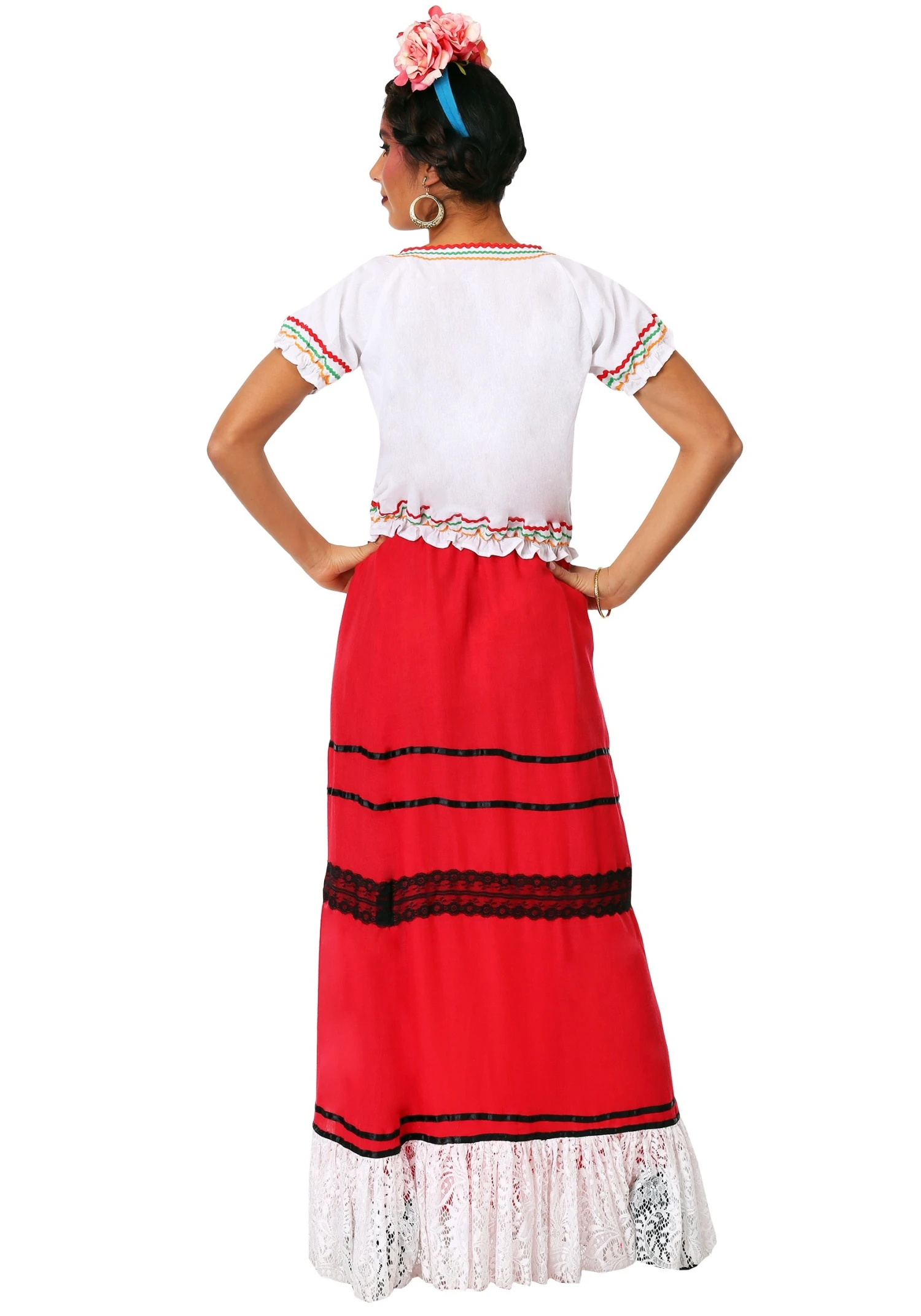 Women's Red Frida Kahlo Costume 4 Women's Red Frida Kahlo Costume - Image 2