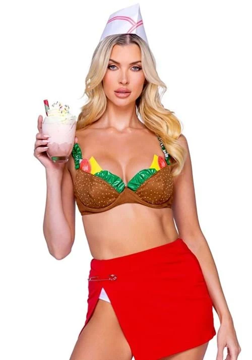 Roma Sexy Fast Food Burger Baddie Costume For Women 5 Roma Sexy Fast Food Burger Baddie Costume For Women - Image 3