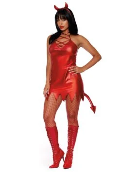 Dreamgirl Sexy Metallic Devil Costume Dress For Women -Halloween Costumes womens sexy metallic devil costume dress alt 1
