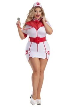 Plus Size Sexy Zip-Up Nurse Women's Costume