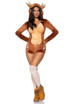 LEG AVENUE Sexy Plush Fawn Romper Costume For Women -Halloween Costumes womens sexy plush fawn romper costume alt 1