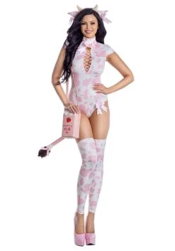Sexy Strawberry Milk Cow Women's Bodysuit Costume