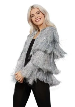 Smiffys Silver Fringe Tinsel Jacket For Women