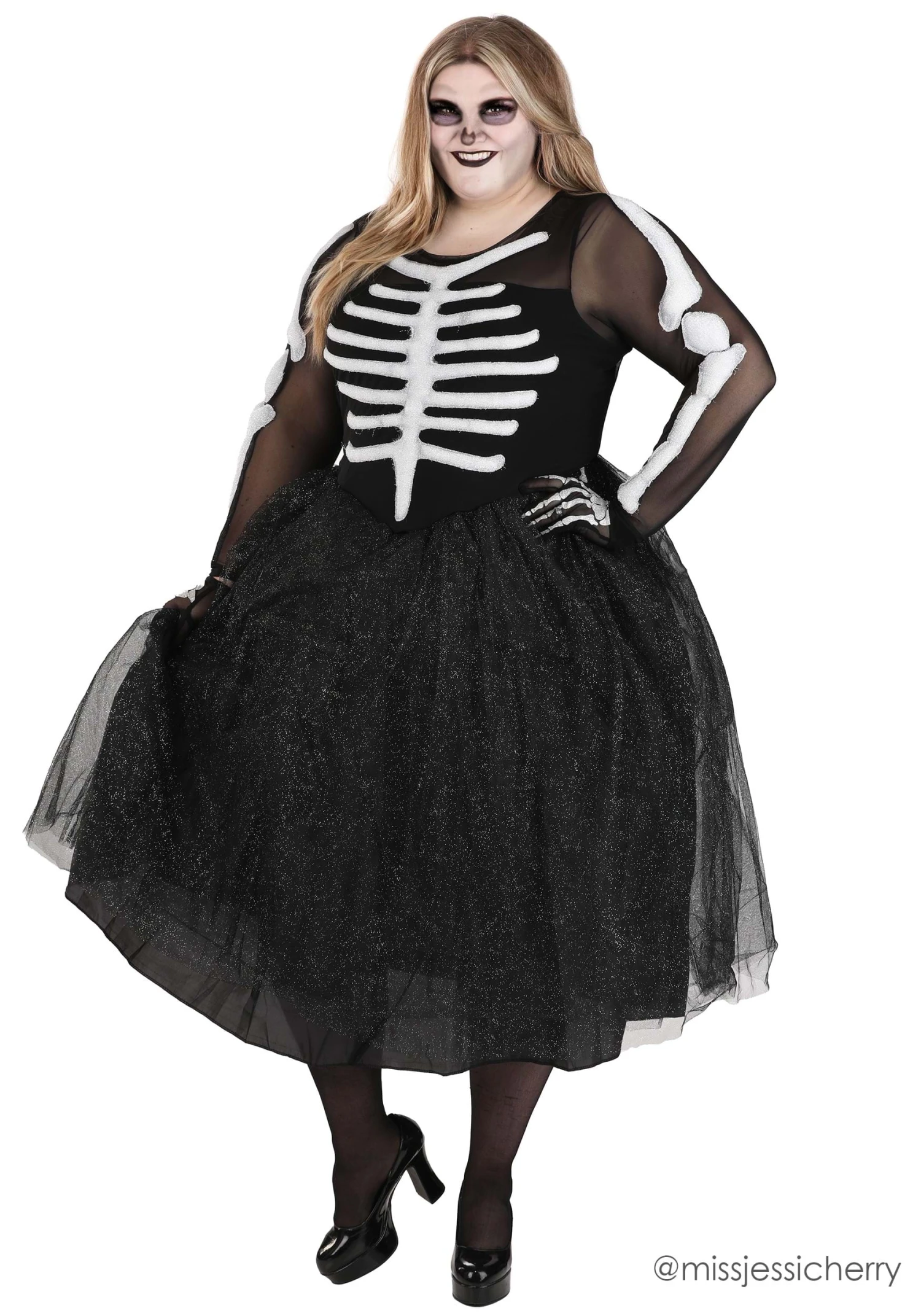 Women's Skeleton Beauty Plus Size Costume Dress 3 Women's Skeleton Beauty Plus Size Costume Dress