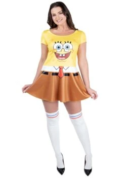 JAZWARES Women's SpongeBob Costume Dress 10 JAZWARES Women's SpongeBob Costume Dress -Halloween Costumes womens spongebob costume dress alt 2