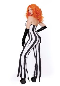 Dreamgirl Striped Jumpsuit Costume For Women -Halloween Costumes womens striped jumpsuit alt 1