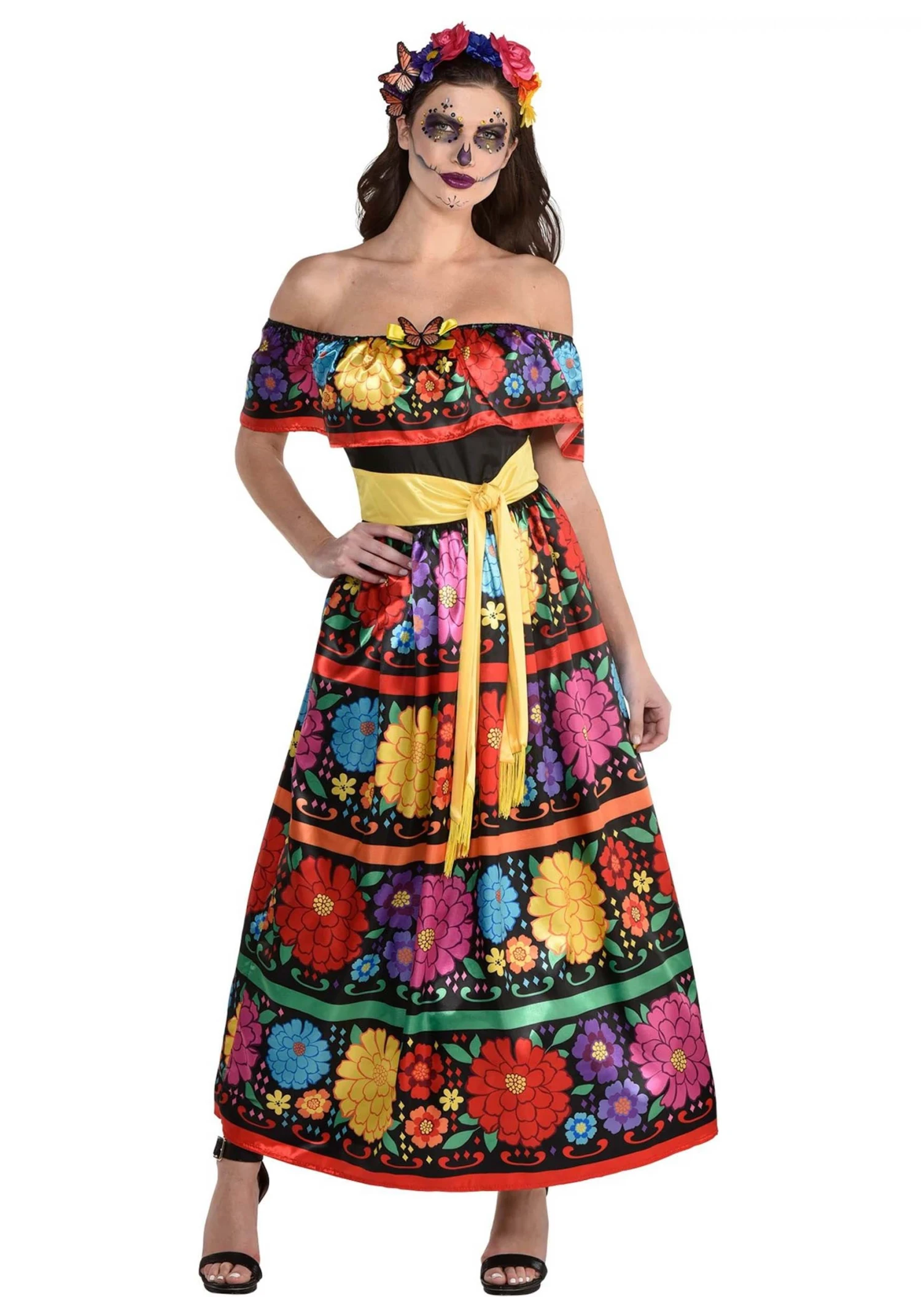 AMSCAN Women's Sugar Skull Beauty Costume Dress 3 AMSCAN Women's Sugar Skull Beauty Costume Dress