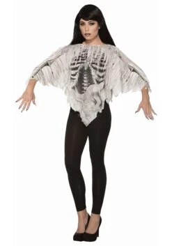 Tattered Skeleton Poncho Women's Costume
