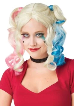 Two Tone Harlequin Pigtail Women's Costume Wig