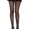 MUSIC LEGS Vertical Black Stripe Tights For Women 1 MUSIC LEGS Vertical Black Stripe Tights For Women -Halloween Costumes womens vertical black stripe tights