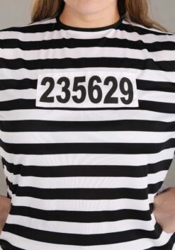 Women's Striped Prisoner Costume 13 Women's Striped Prisoner Costume -Halloween Costumes womens vintage striped prisoner costume alt 4
