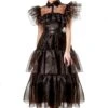 Women's Netflix Wednesday Black Rave'N Dance Costume Dress 1 Women's Netflix Wednesday Black Rave'N Dance Costume Dress -Halloween Costumes womens wednesdays raven dance costume