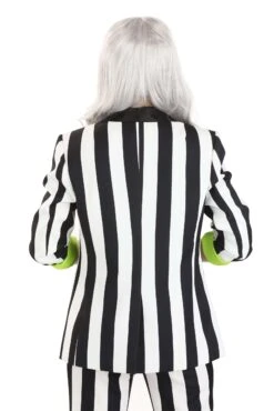 White And Black Stripe Blazer For Women -Halloween Costumes womens white and black stripe blazer alt 3