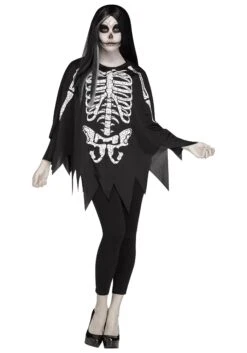 Fun World White Bones Women's Poncho Costume