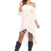 LEG AVENUE Womens White Pirate Hi-Lo Dress Costume -Halloween Costumes womens white hi lo pirate dress costume
