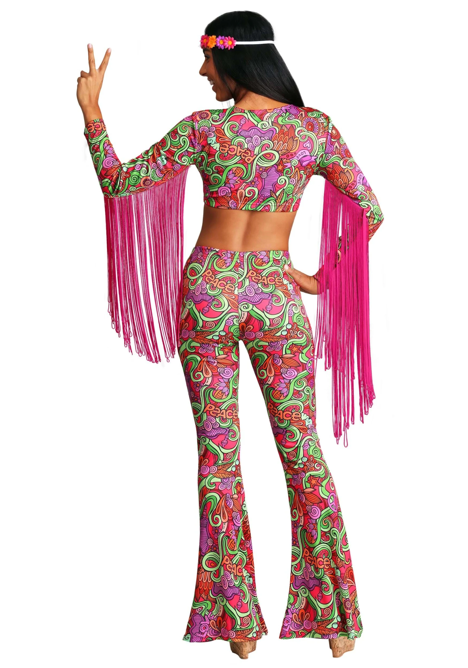 Women's Hippie World Peace Costume 4 Women's Hippie World Peace Costume - Image 2