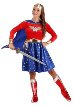 Wonder Woman Long-Sleeved Dress For Adults