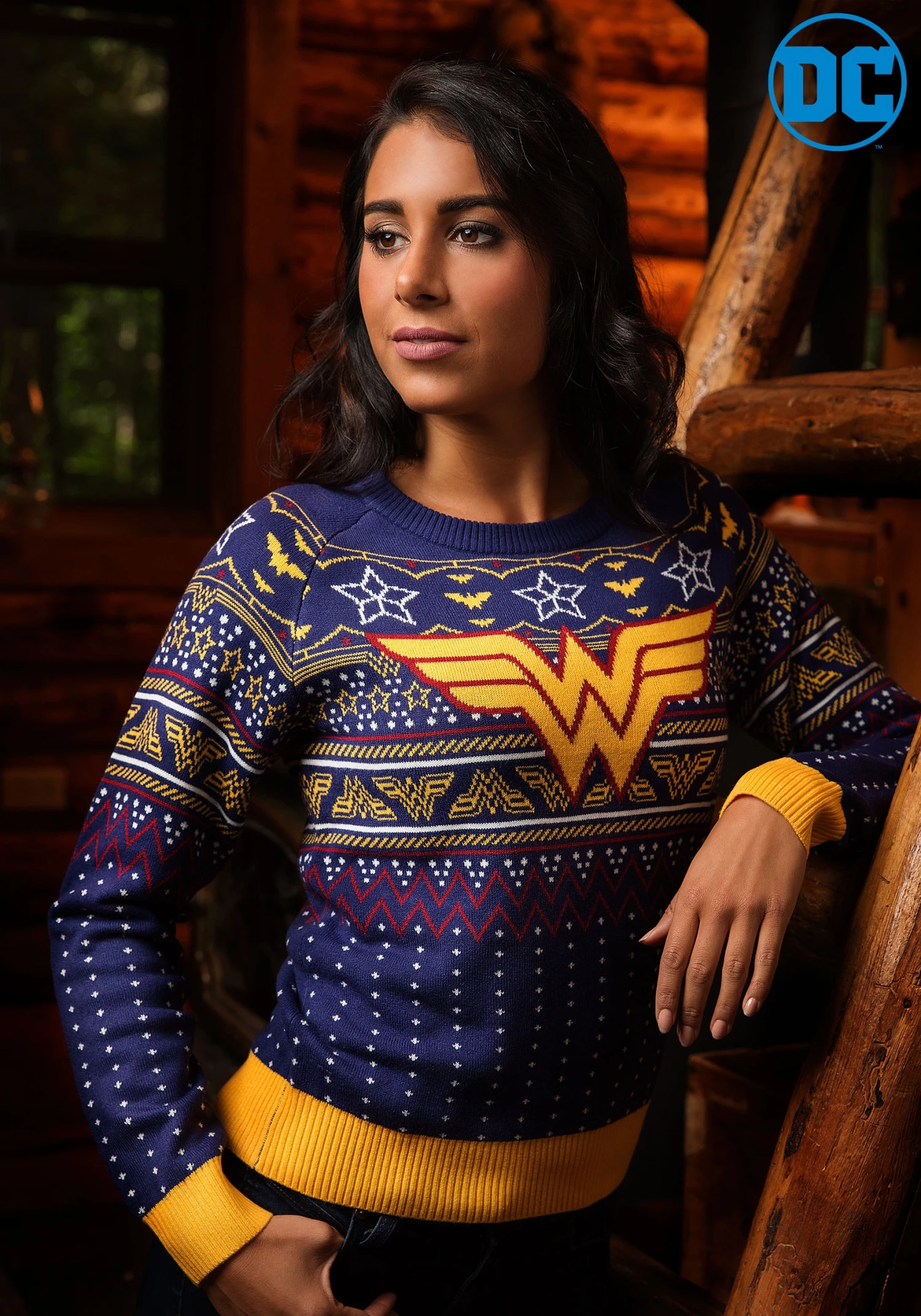 Wonder Woman Women's Navy Ugly Christmas Sweater 3 Wonder Woman Women's Navy Ugly Christmas Sweater
