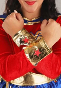 Plus Size Wonder Woman Long Sleeved Costume Dress For Women 15 Plus Size Wonder Woman Long Sleeved Costume Dress For Women -Halloween Costumes wonder woman plus size adult long sleeve dress cos alt 4