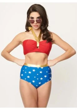 Wonder Woman X UV Halter Red And Gold Bikini Top -Halloween Costumes wonder woman x uv halter bikini top alt 2