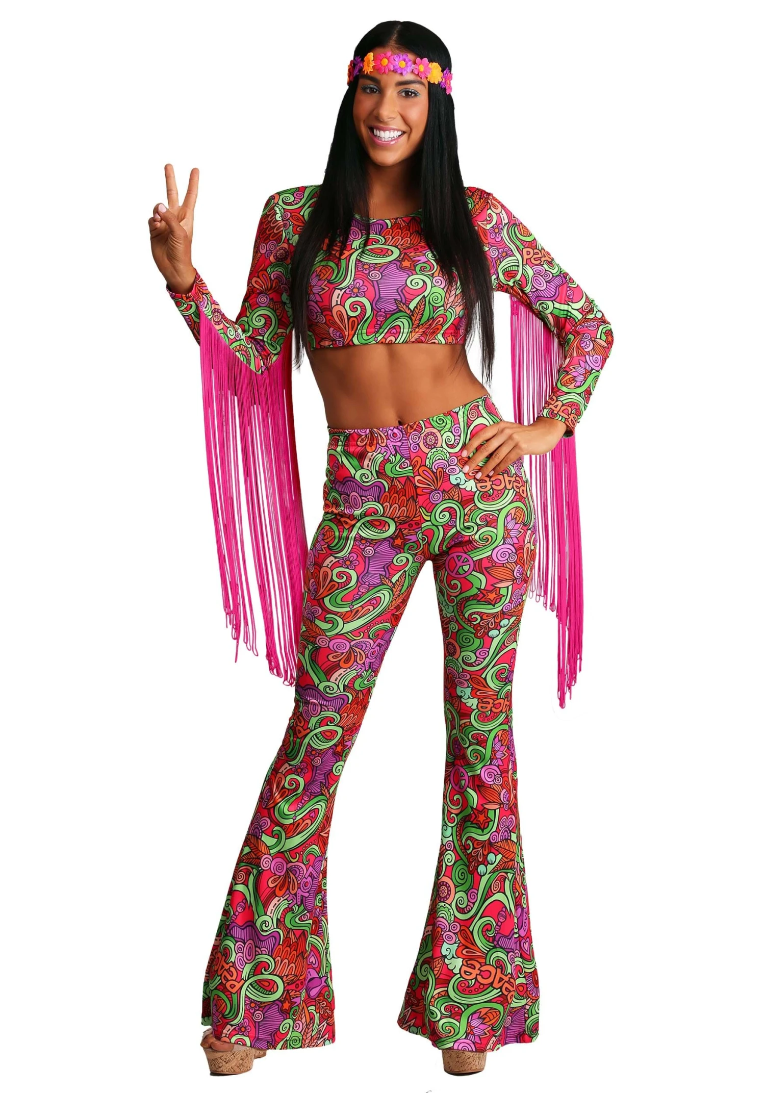 Women's Hippie World Peace Costume 3 Women's Hippie World Peace Costume