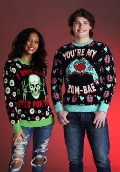 Adult You're My Zom-Bae Valentine's Day Sweater -Halloween Costumes youre my zom bae valentines day sweater alt 1