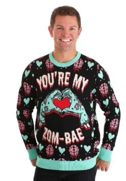 Adult You're My Zom-Bae Valentine's Day Sweater -Halloween Costumes youre my zom bae valentines day sweater alt 11