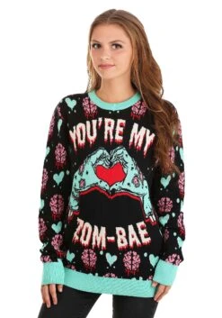 Adult You're My Zom-Bae Valentine's Day Sweater -Halloween Costumes youre my zom bae valentines day sweater alt 12
