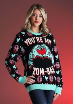 Adult You're My Zom-Bae Valentine's Day Sweater -Halloween Costumes youre my zom bae valentines day sweater alt 2